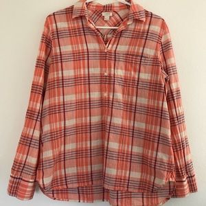 J Crew Factory plaid popover gauze shirt